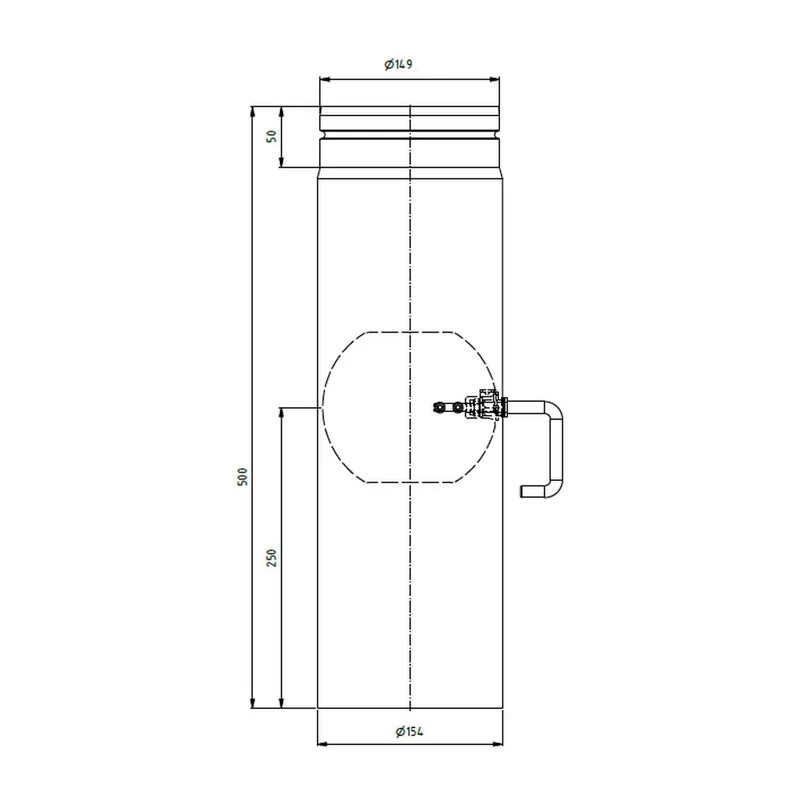 Raik tuyau LS diamètre 150x500x2,00mm rétreint avec modérateur de tirage gris