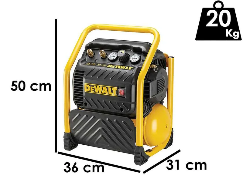 DEWALT DPC10QTC-QS - Compresseur d'air électrique compact portatif monophasé, oil-less - Motore 1.5 CV - 9.4 L