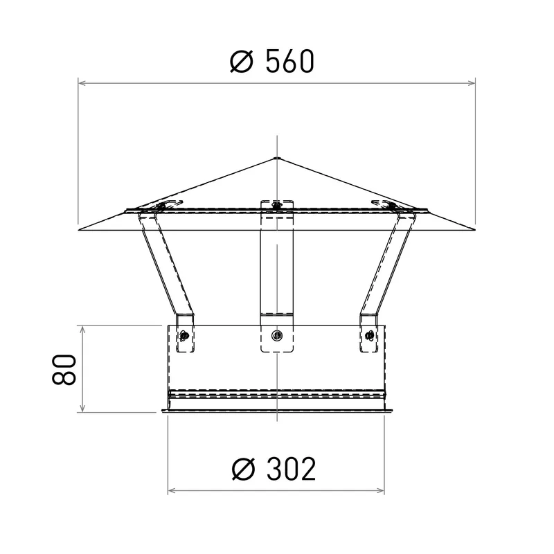 Opsinox cheminée en acier inoxydable 250 mm finition de sortie chapeau chinois K