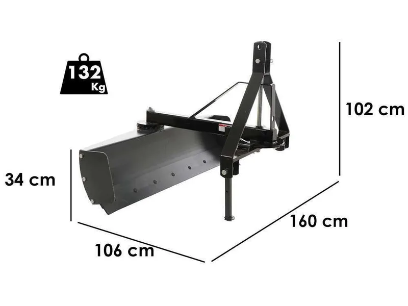 Lame niveleuse pour tracteur Blackstone B-GB 160 à rotation simple 360° et bras orientable
