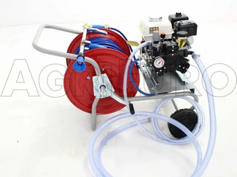 Groupe motopompe de pulvérisation Comet APS 41 avec moteur à essence Honda GX 160 et chariot