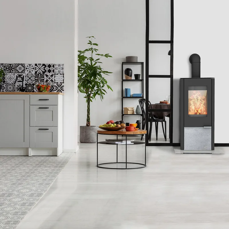 Poêle à bois Kingstone en acier avec insert en stéatite