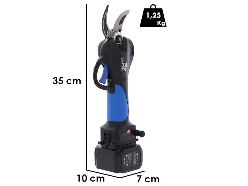 VESCO X37 - Sécateur électrique à batterie + perche télescopique 150-230 cm - 2x 21,6 V 2,5 Ah - Diamètre de coupe 37 mm