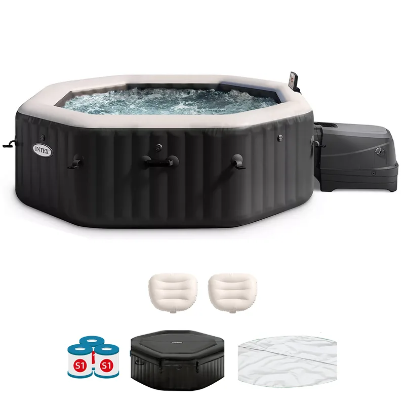 Intex Octogonale Jet & Bubble Deluxe 28462EX - Ø218x71 cm - Spa gonflable à hydromassage