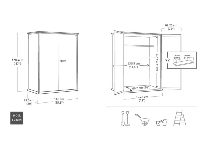 Keter Signature Venetian - Armoire à outils de jardin - 140 x 73 x 170 cm