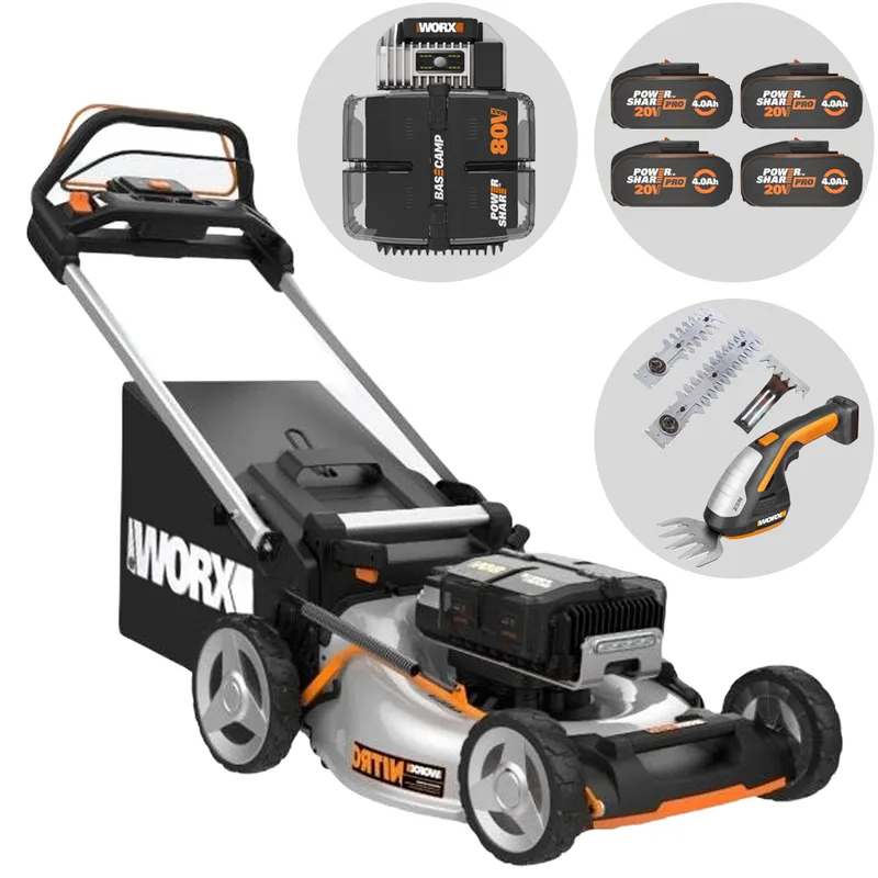 Tondeuse autotractée à batterie worx nitro WG761E - 80V / 4Ah - coupe de 51 cm