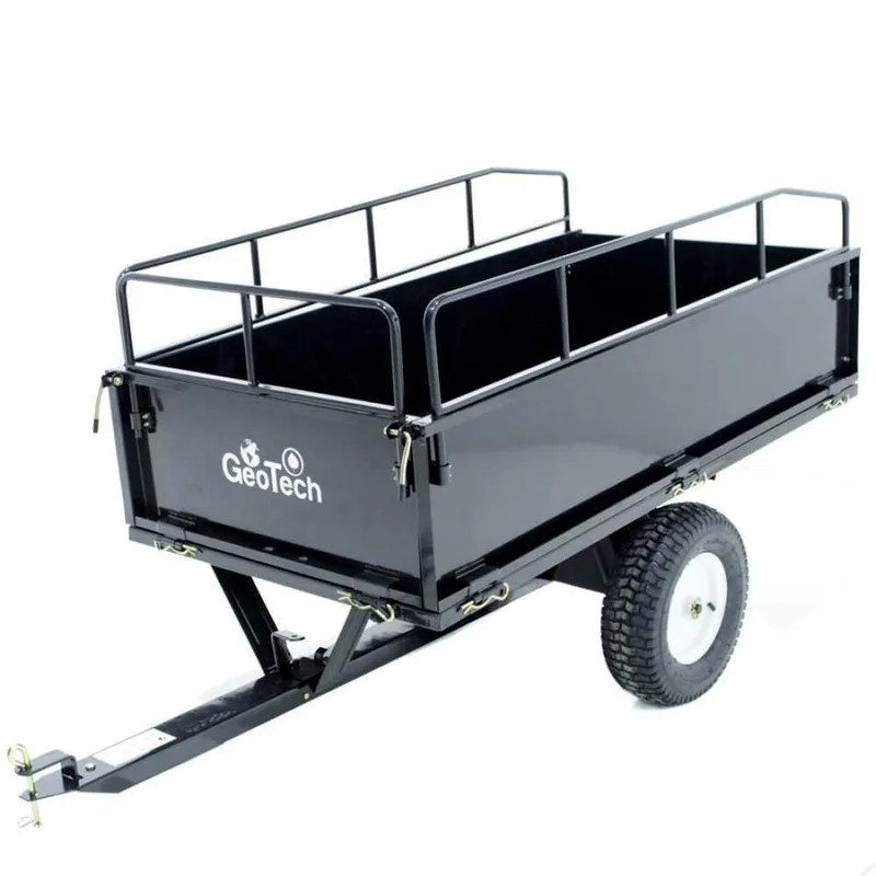 Remorque basculante tractée MAXI en acier pour tondeuse autoportée - parois démontables