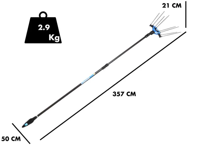 Campagnola Icarus V1 58 - Perche en carbone de 185-270 cm - Peigne vibreur électrique - Batterie à dos incluse