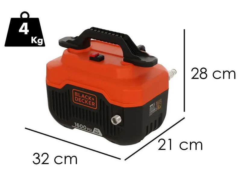 Black & Decker BEPW1300H-QS - Nettoyeur haute pression à eau froide - 110 bar - 396 l/h