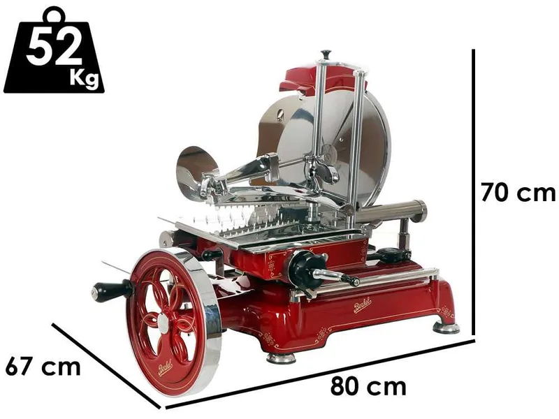 Berkel Tribute Rouge - Trancheuse à volant - Lame en acier chromé 300 mm