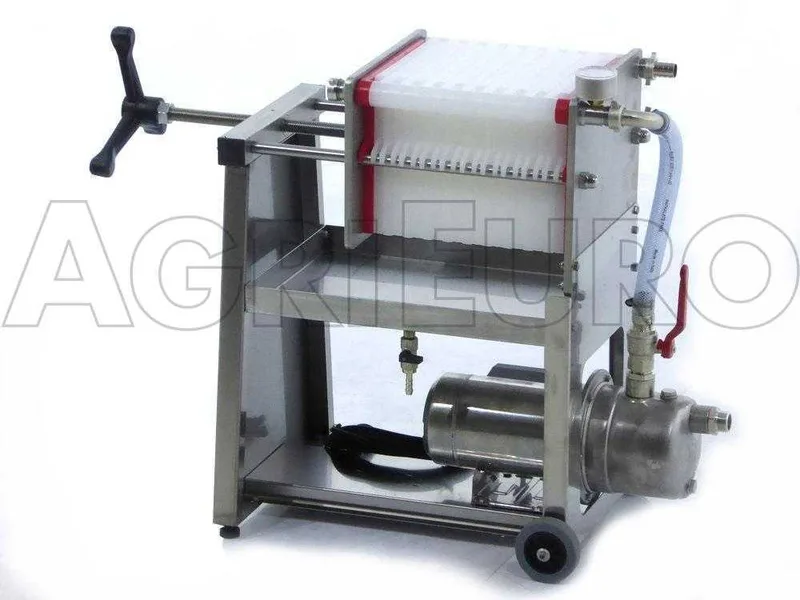 Enotecnica Pillan AF20 - Filtre à 20 cartons et à plaques 20x20 - pompe oneologique-châssis/pompe en acier INOX