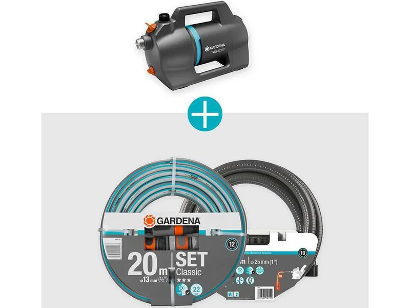 Gardena 4200 Silent - Pompe électrique de jardin pour arrosage - 600 W - Kit avec tuyaux et raccords