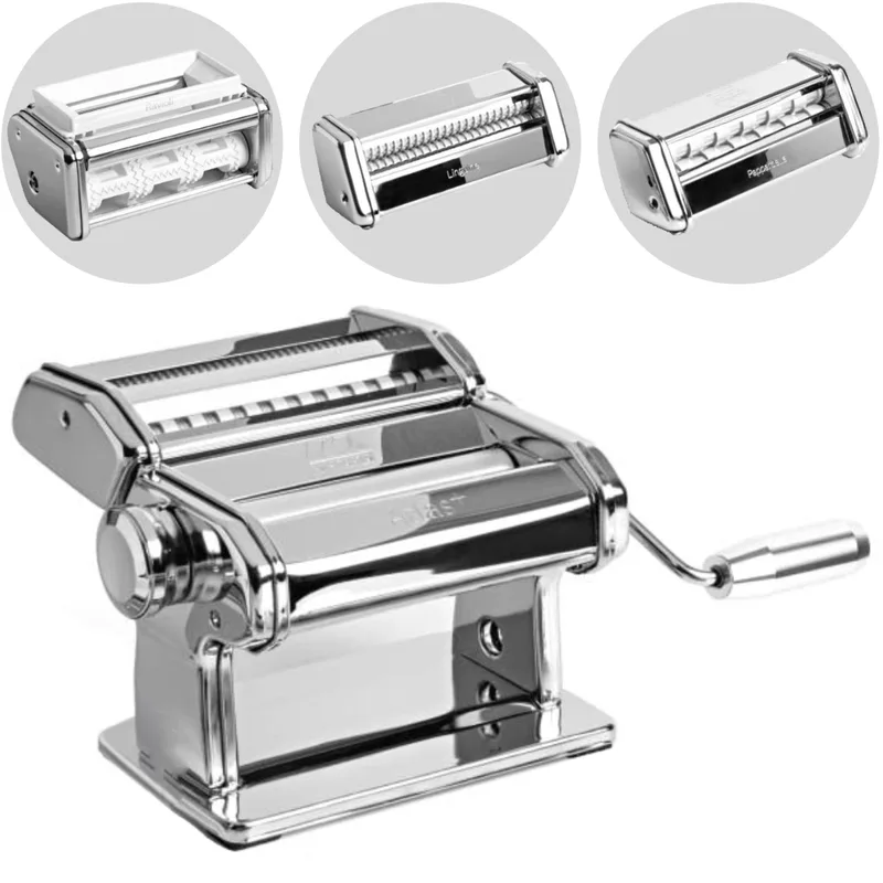 Marcato Atla+ Set Multipast - Machine à pâtes manuelle inox + 3 accessoires