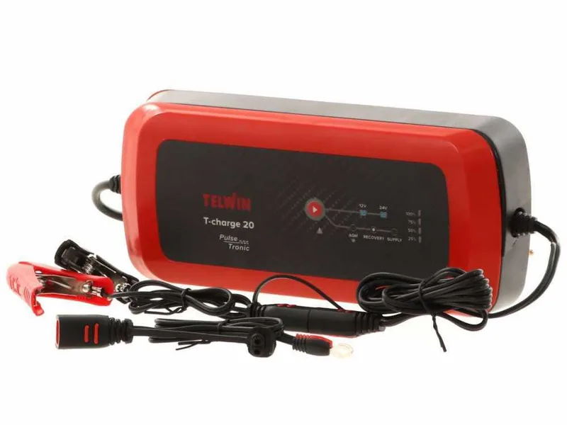 Telwin T-Charge 20 - Chargeur de batterie et mainteneur de charge - batteries au plomb 6/12V - 110W