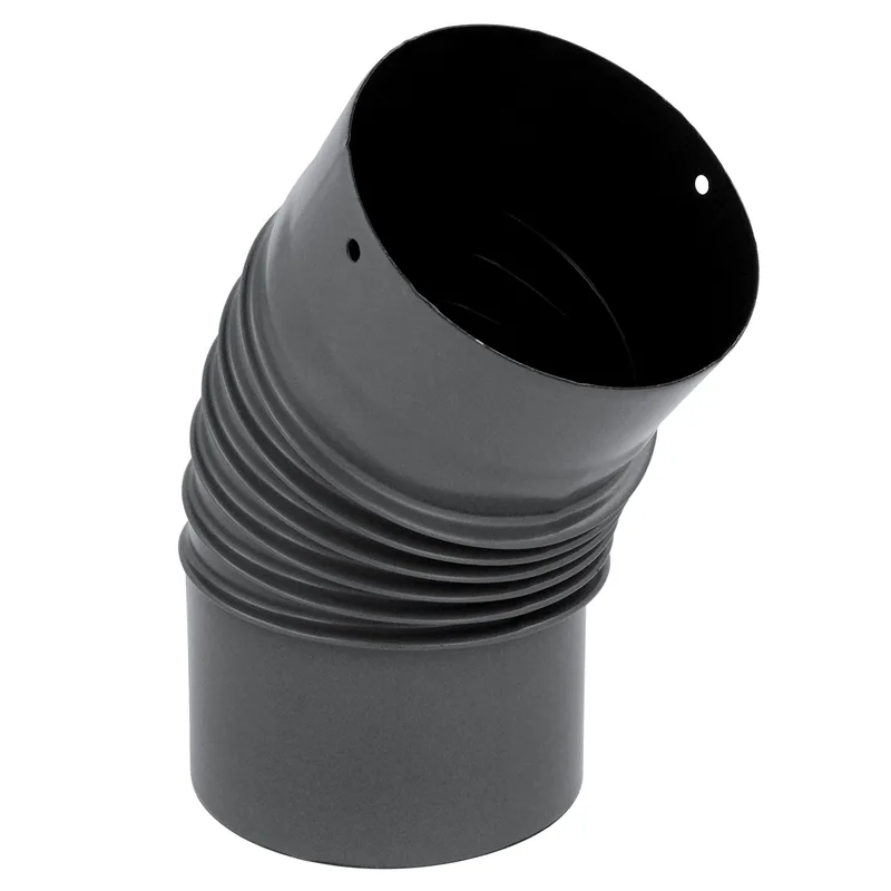 Coude de conduit de fumée / Coude de tuyau de poêle émaillé 150 mm - Coude à 45° nervuré gris