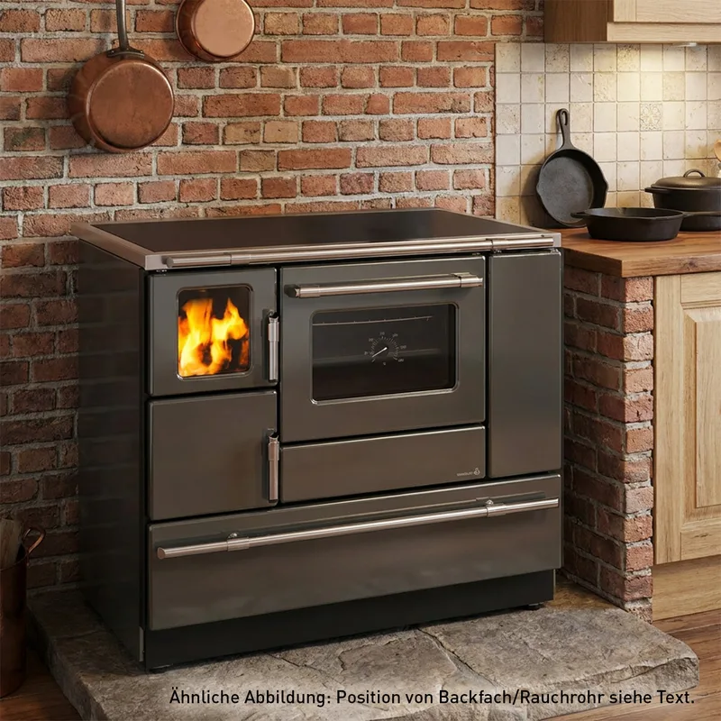 Wamsler K 138 F Cuisinière à bois à gauche anthracite métallisé avec plaque vitrocéramique