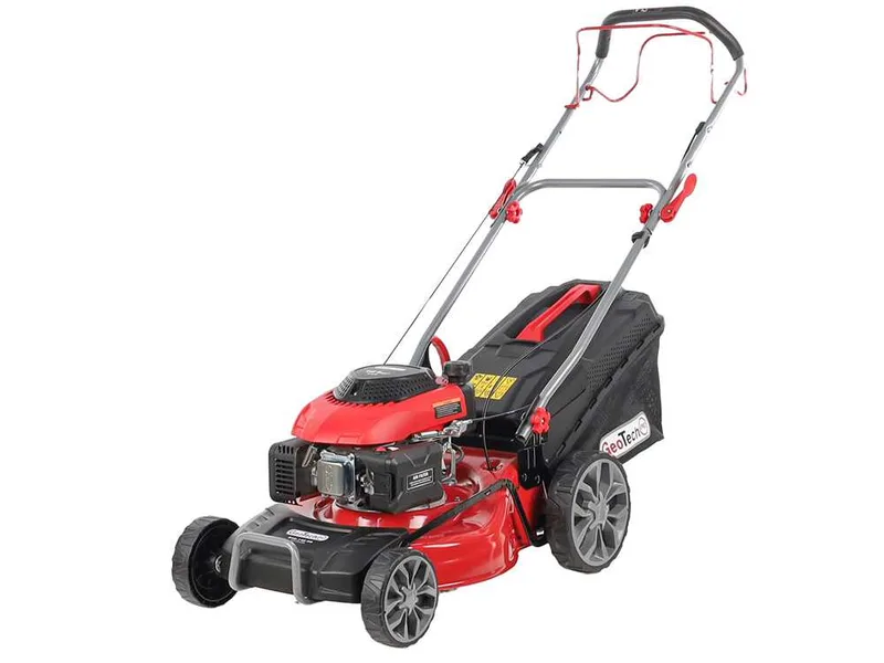 GeoTech Pro S46-140BG - Tondeuse à gazon thermique autotractée - 2en1: ramassage + éjection arrière