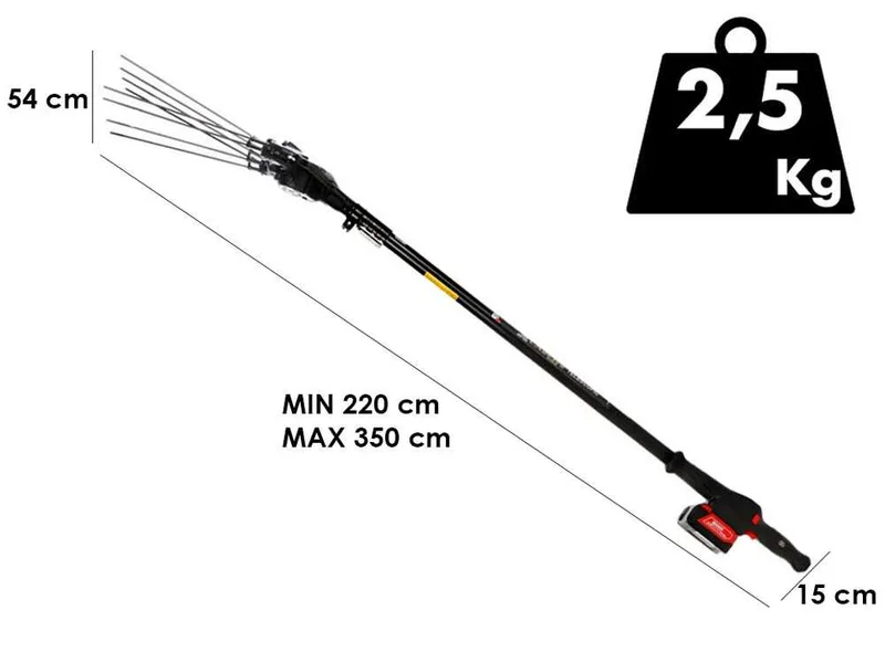 Zanon Murcielago X Lazer AL-300 - Peigne vibreur à batterie 2x 18V 10Ah - Perche télescopique 220/350 cm