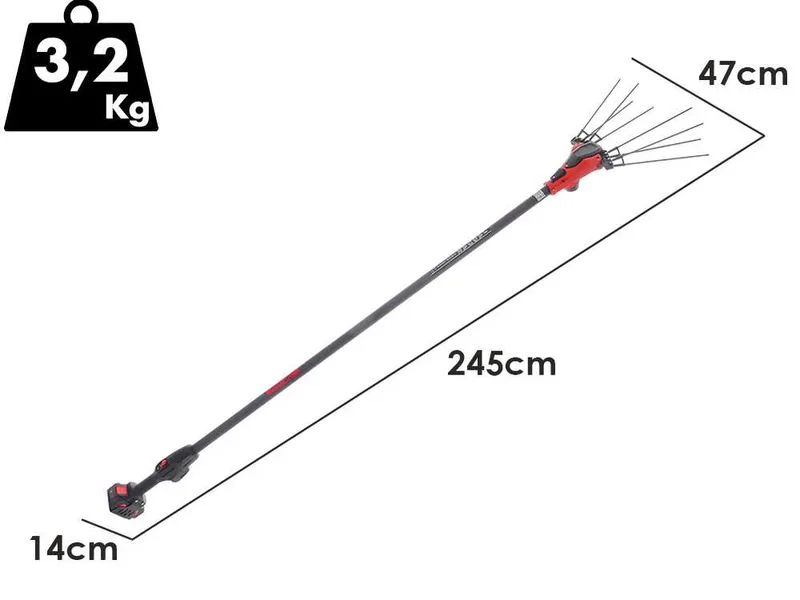 Aima Jaguar Cordless - Peigne vibreur électrique à batterie - Perche fixe en carbone - 245 cm - 2 x 21 V 9 Ah