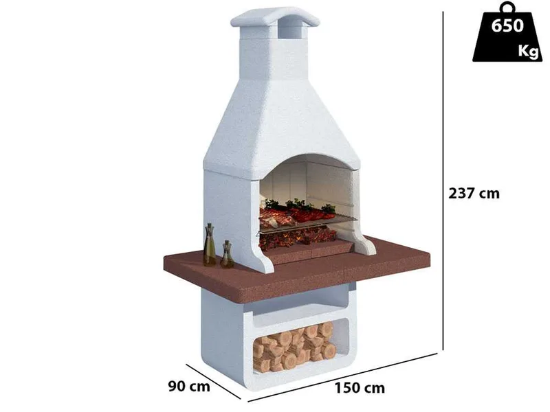 Linea VZ Portorotondo - Barbecue à bois et charbon en maçonnerie