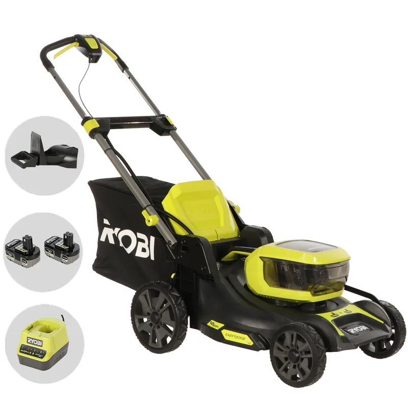 Ryobi RY18LMX46A-250 - Tondeuse à gazon à batterie - 2x 18V/5Ah - Largeur de coupe 46 cm