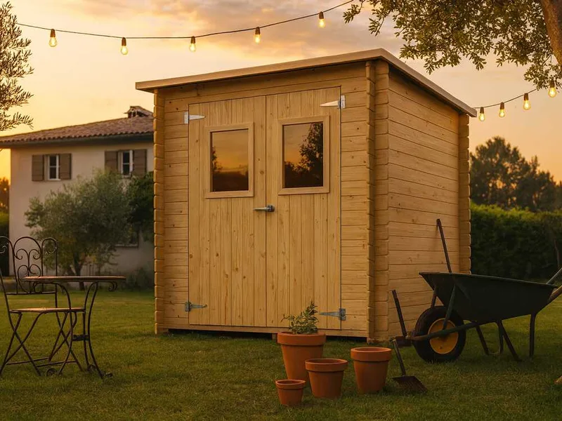 Alce Gallipoli 198x198 - Abri de jardin en bois - Avec fenêtre avant - 204x205x197 cm
