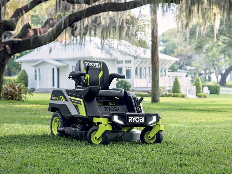 Ryobi ZTRX76 - Tondeuse autoportée à batterie et rayon de braquage zéro - 72V/20 Ah coupe de 76 cm - 2en1