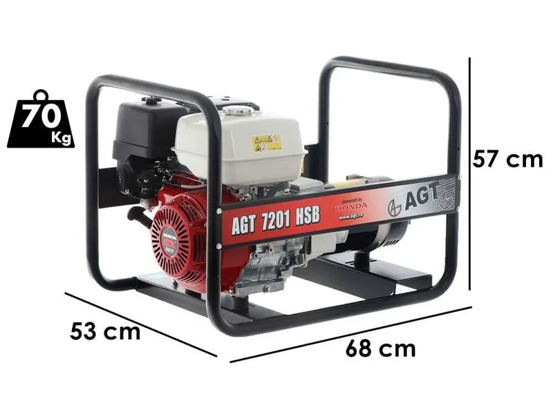 AGT 7201 HSB - Groupe électrogène 6.1 kW monophasé à essence - Continu 5.7 kW Monophasé