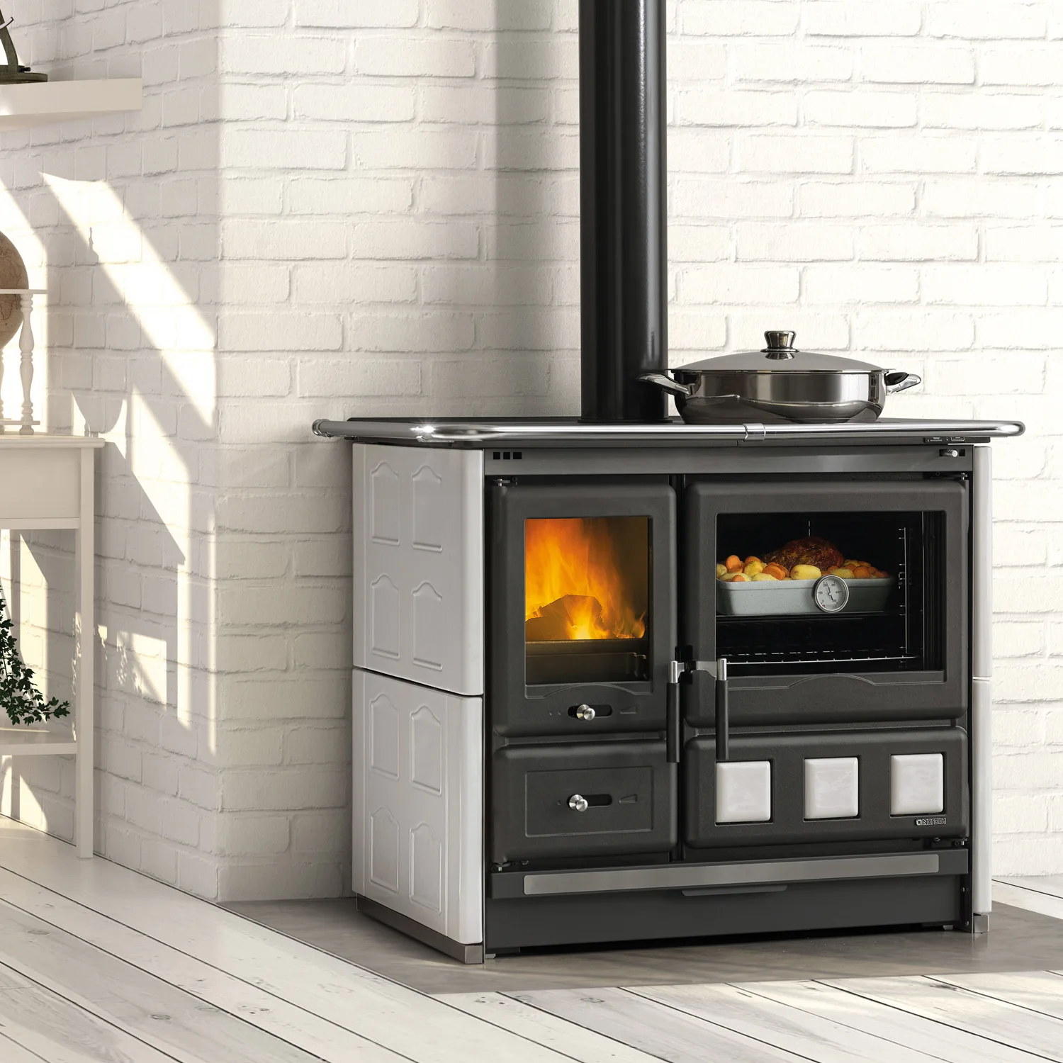 La Nordica Rosa XXL.16 cuisinière à bois Majolica blanc Infinity