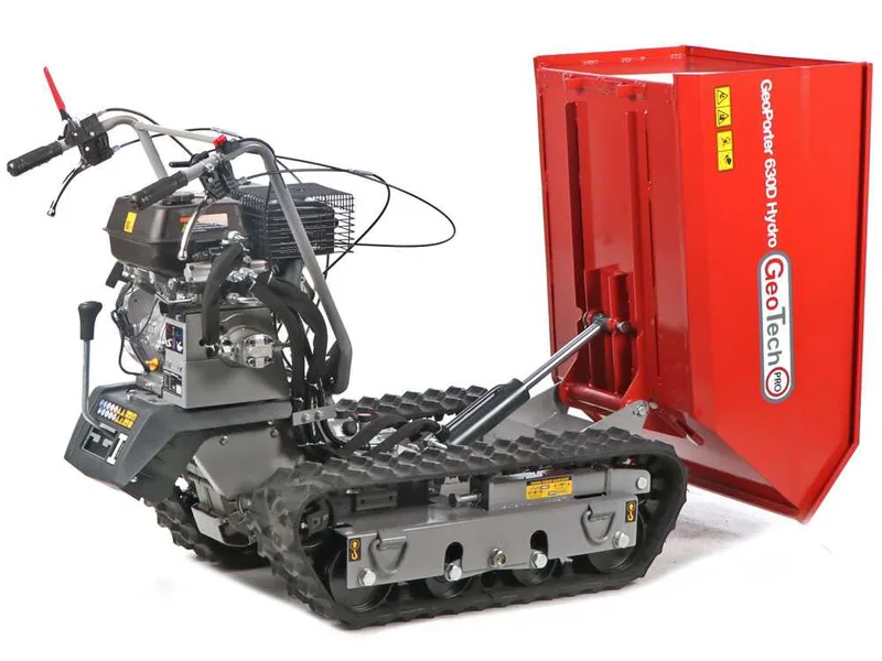 GeoTech Pro GeoPorter 630D Hydro - Brouette à moteur sur chenille - benne dumper hydraulique 600Kg
