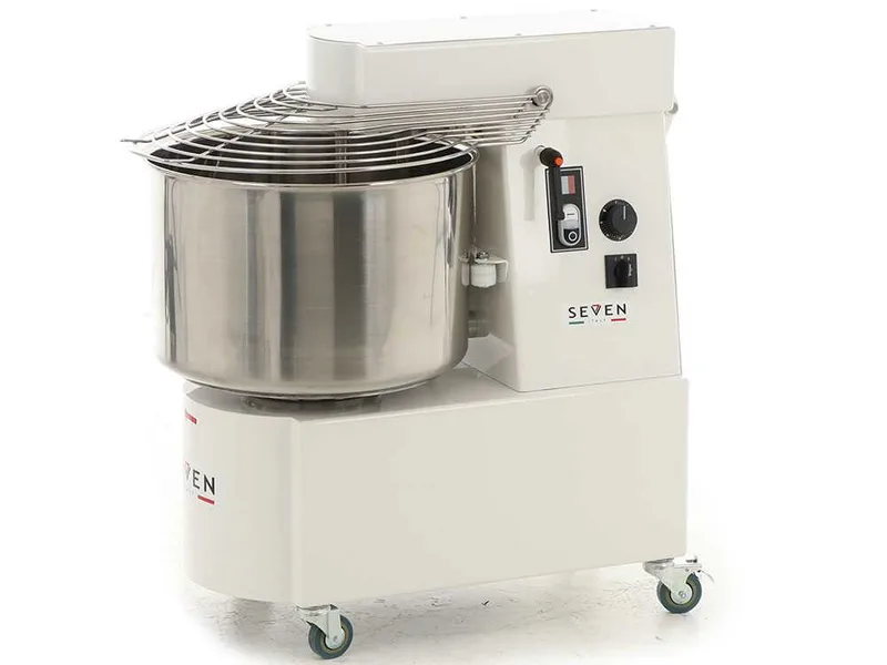 Pétrin à spirale professionnel Seven Italy GHR 50 2V - 400 V - Avec roues et Minuterie - 2 vitesses