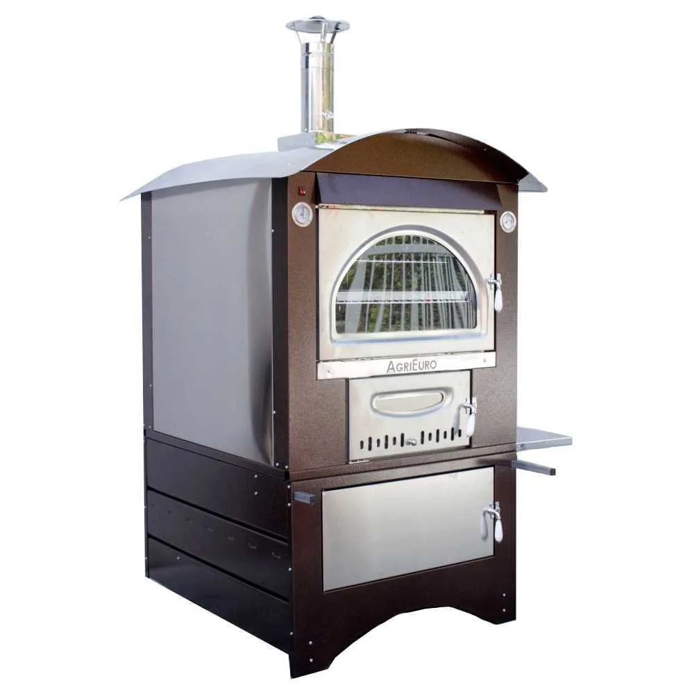 AgriEuro Maximus 100 Deluxe EXT Inox - Four à bois en acier d'extérieur - Cuivre émaillé