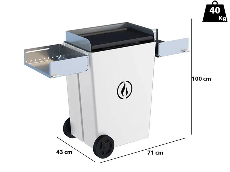 Linea VZ Party Bianco (blanc) - Barbecue pyrolytique à pellets sur roues