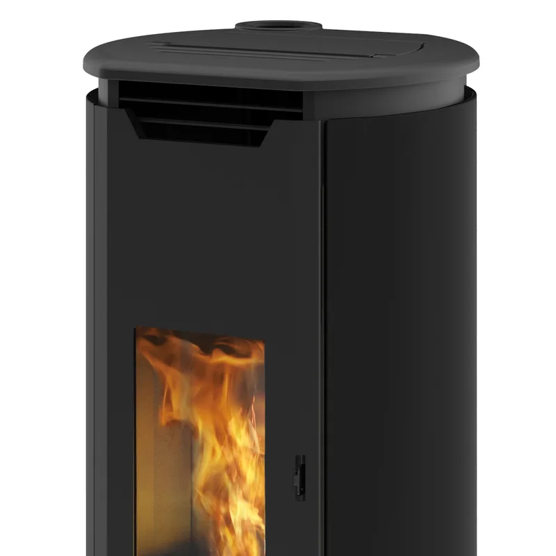 EK63 Tweed 90+ Evo Poêle à granulés noir sortie fumées dessus