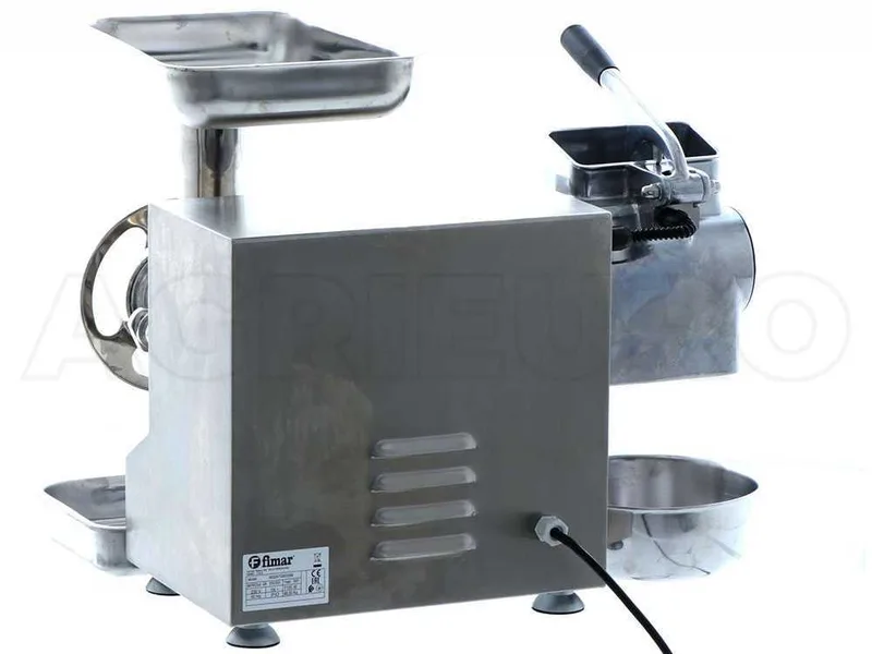 Fimar TC22AT - Hachoir à viande électrique avec râpe intégrée - 400 V - 1.5 CV - Groupe de hachage INOX - Avec inverseur de marche