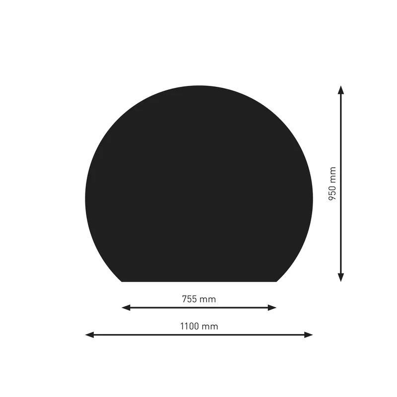 Plaque de sol Raik B7 section circulaire noir revêtu par poudre 1100 x 950 mm