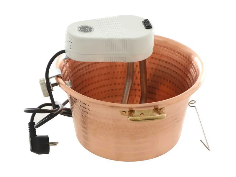 Novital - Chaudron électrique en cuivre martelé pour polenta base plate 7,3L - 4W