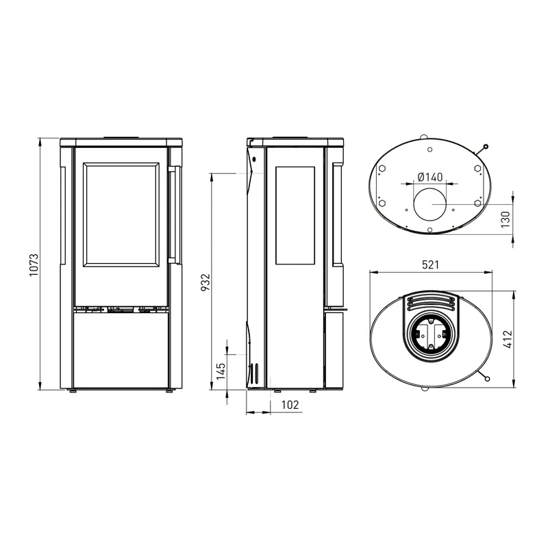 Poêle à bois TermaTech TT23RG Acier Noir