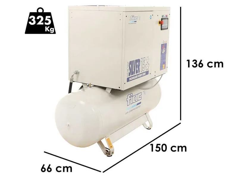 Fiac New Silver 15/300 - Compresseur rotatif triphasé à vis silencieux - Moteur 15 HP