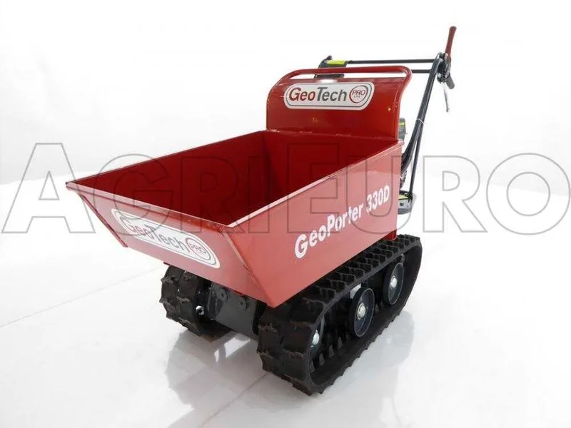 GeoTech Pro GeoPorter 330D - Brouette motorisée à chenilles à 4 galets avec benne dumper - 300 kg