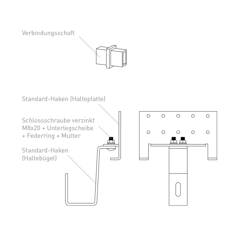 Sunex Standard Kit d'extension pour toit incliné 25-60 degrés pour 1 collecteur solaire Basicx 2.0