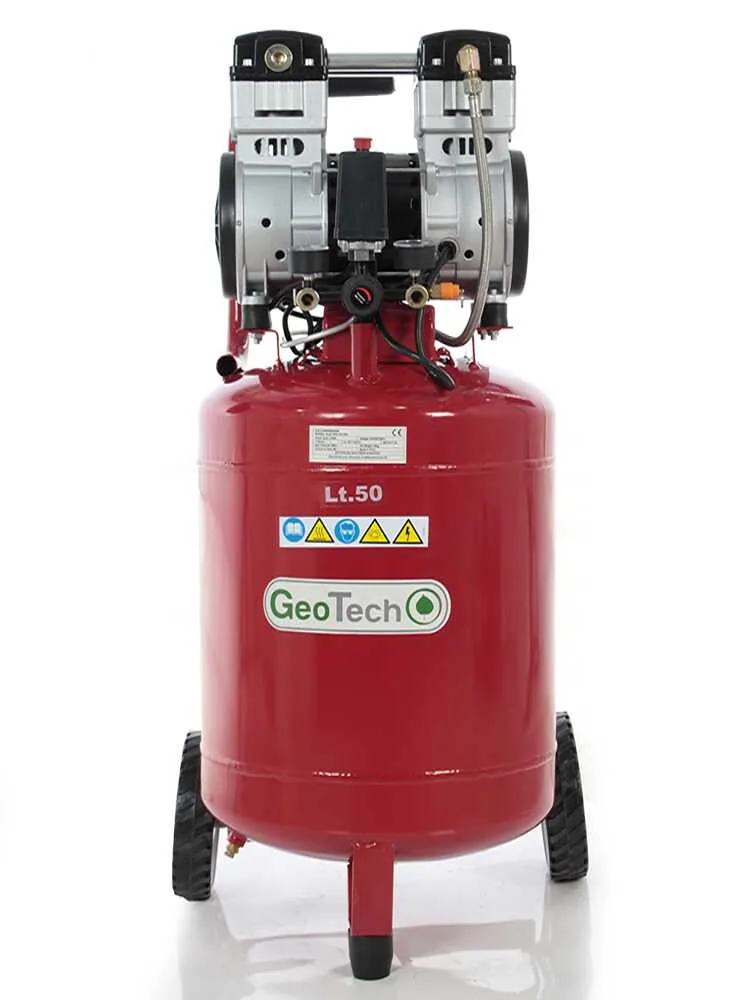 GeoTech S-AC50V-10-15C - Compresseur électrique oilless - Moteur 1.5 CV - 50 L Vertical silencieux
