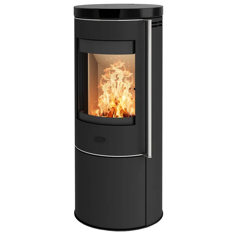 Fireplace Elite Toronto poêle à bois en acier noir avec plaque de recouvrement en céramique.
