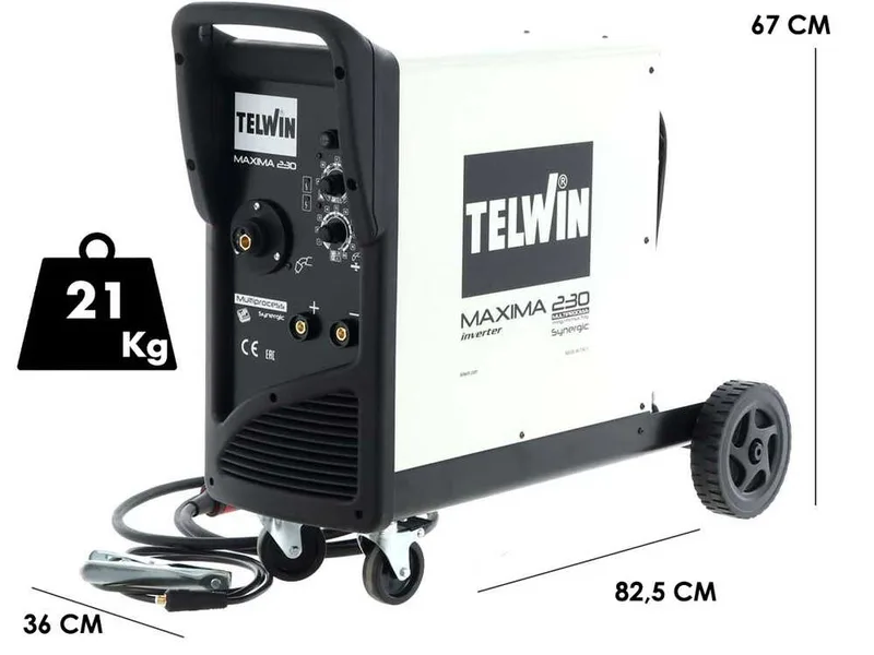 Poste à souder inverter à fil Telwin Telwin Maxima 230 Synergic - pour mig-mag/flux/brazing/mma/tig DC - lift - gaz/no gaz