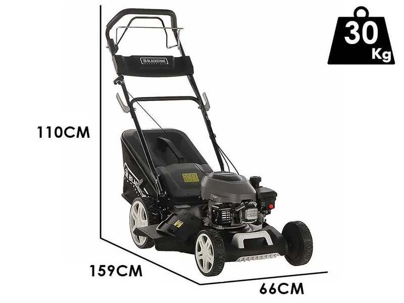 Blackstone Essentials ESP 460-180 - Tondeuse à gazon thermique tractée - 4 en 1 - Moteur thermique de 180 cc