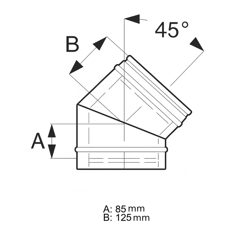 Schiedel ICS coude 45° Ø150 mm double paroi brillant