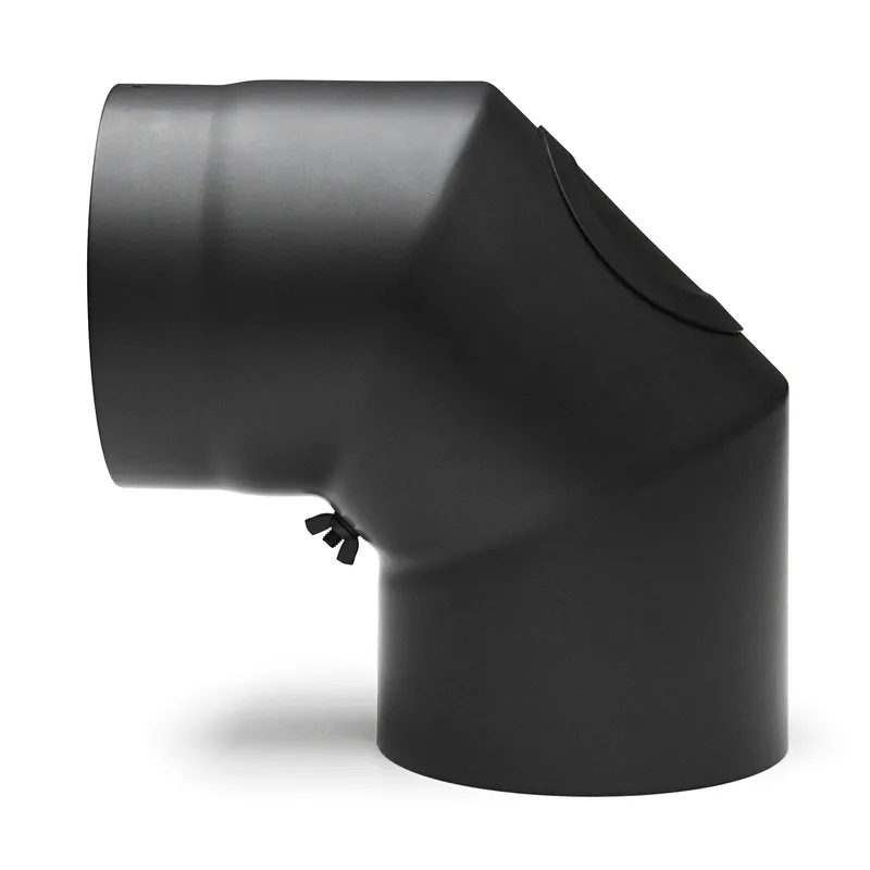 Raik Basic coude de tuyau de fumée 200mm noir 90° avec porte pour tuyau de fumée / conduit de fumée