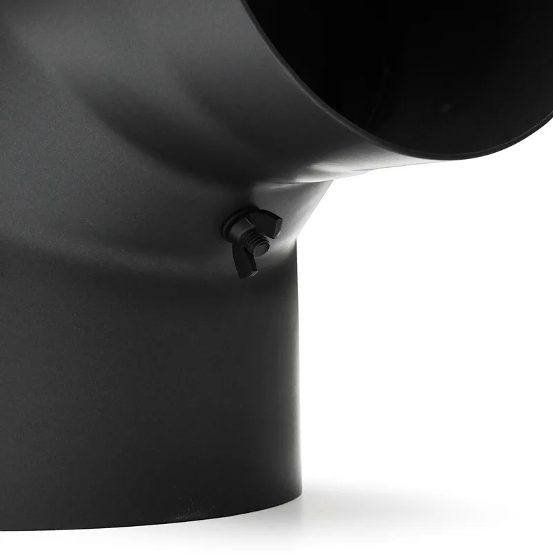 Raik Basic coude de tuyau de fumée 180mm noir 90° avec porte pour tuyau de fumée / conduit de fumée