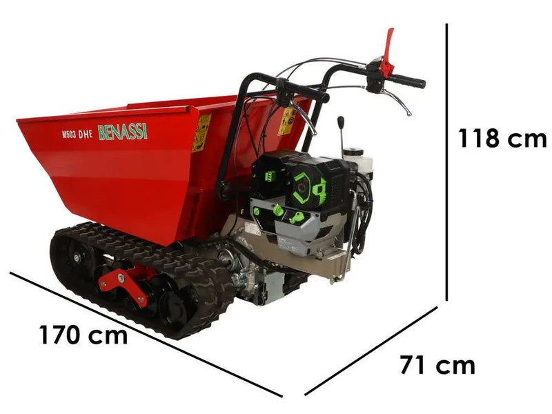 Benassi M503E DH - Brouette motorisée à batterie avec moteur EGO - 56V 12Ah - Basculement hydraulique