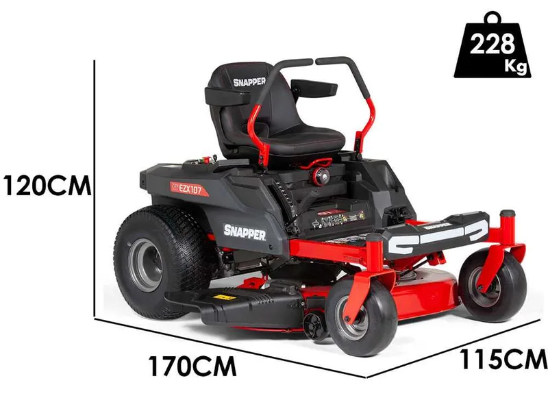 Snapper EZX107 - Tondeuse autoportée à batterie à rayon de braquage zéro - 72V/44Ah - Largeur de coupe 107 cm - 2 en 1